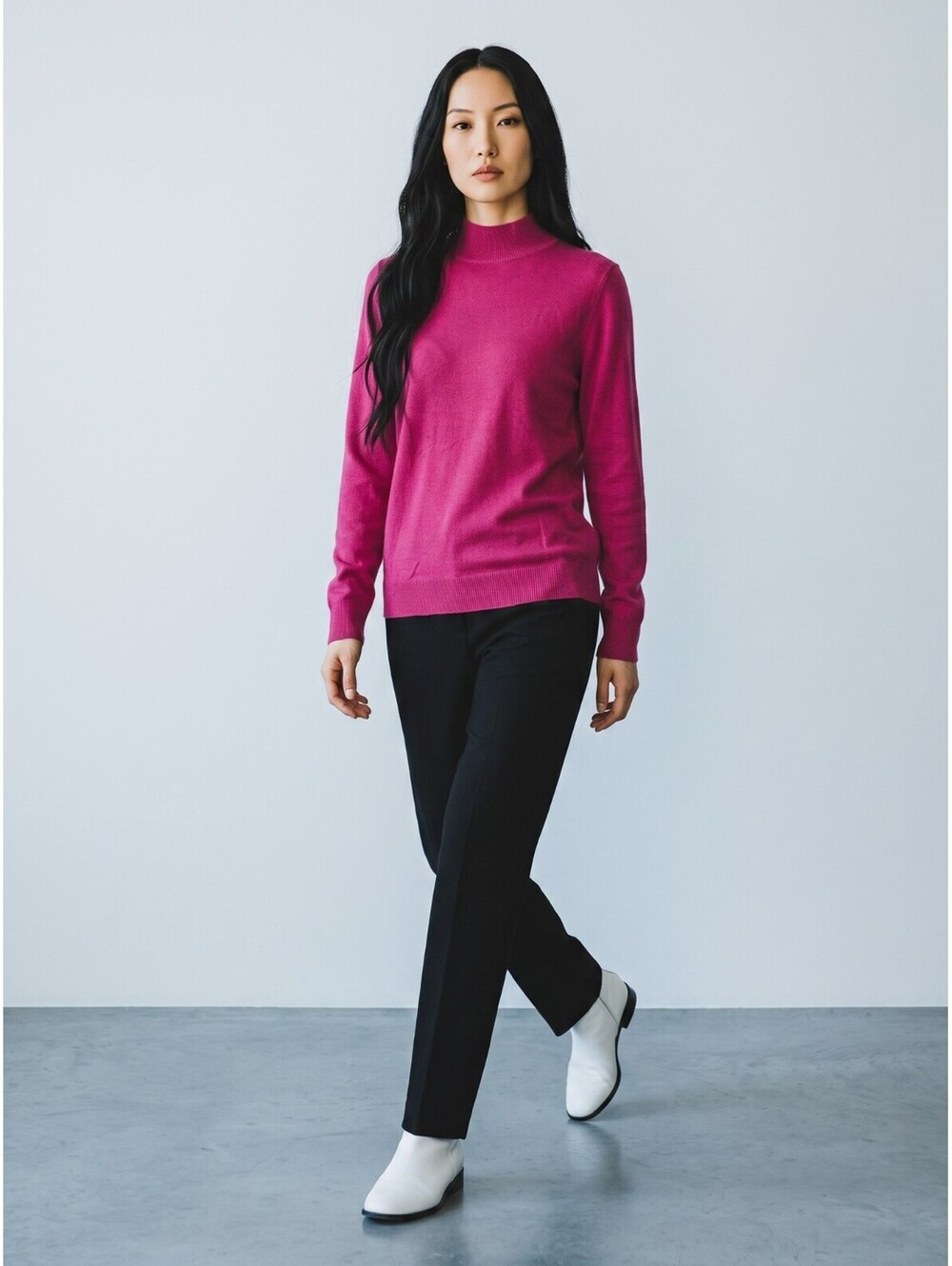 Banana Republic Wool Mock Neck Sweater-Size Small-Hot Pink